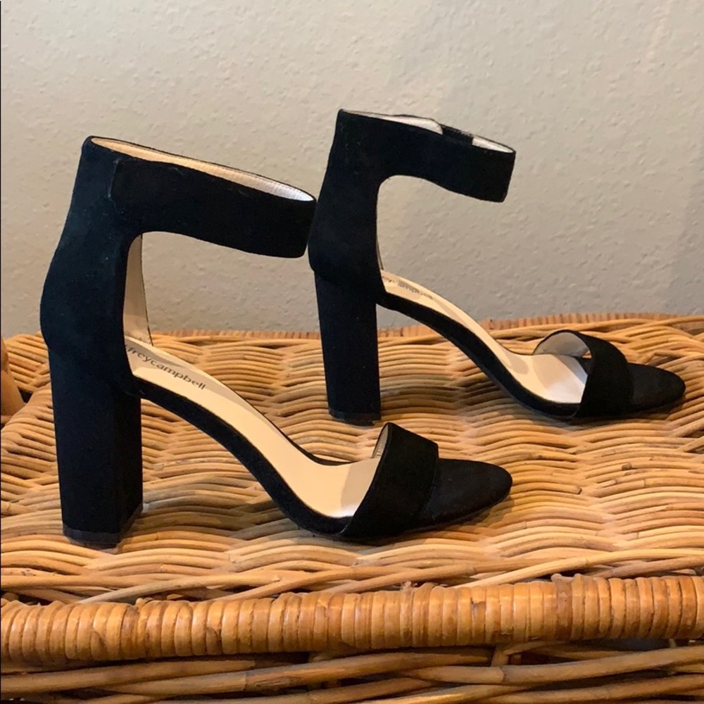 Black suede heels
